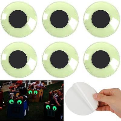 PETKNOWS 6Pcs 4 Inch Glow Googly Eyes Self Adhesive Giant Wiggle Eye Craft | Clear Plastic Material, Large Sticky Eyes for Halloween DIY Art, Glow in the Dark Design, 6 Pcs 4inch Pack Googly Eye