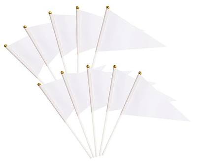 50 Pack White Pennant Small Mini Flags On Sticks,Hand Held Solid White Pennant DIY Graffiti Flag,Party Events Celebration,School,Grand Opening,Sports Clubs,Flower Pot