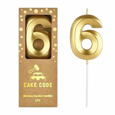 2.76 Inch Diamond Gold 6 Number Birthday Candles, Gold & Cake Number Candles, Party Celebration
