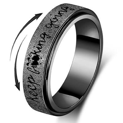 Fidget Ring Women for Anxiety Rings:Personalized Inspirational Mantra Stainless Steel Silver Black Rainbow Rose Gold Spinning Ring for Men Women Friend Encouragement Gift size 6 7 8 9 10