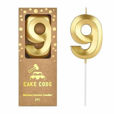2.76 Inch Diamond Gold 9 Number Birthday Candles, Gold Number Candles, Cake Number Candles, Party Celebration
