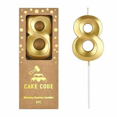 2.76 Inch Diamond Gold 8 Number Birthday Candles, Gold & Cake Number Candles, Party Celebration