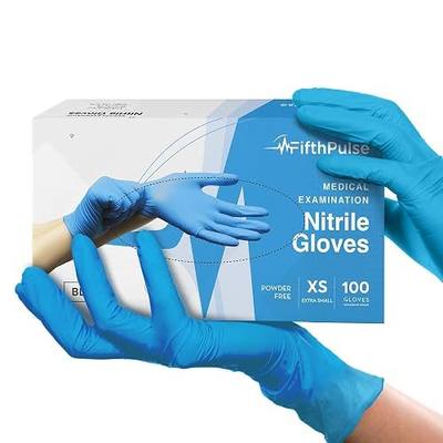 FifthPulse Blue Nitrile Medical Gloves X Small, 100 Count - Surgical Grade Latex Free Disposable Gloves