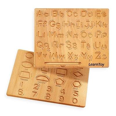 LearnToy Montessori Wooden Alphabet Tracing Board - Educational Toy for Kids - Fine Motor Skills Development - Double-Sided Writing Practice - Ideal Gift for Preschool 3-5 Years Old. | Fine Motor Skills Development - Double-Sided Writing Practice - Ideal Gift for Preschool 3-5 Years Old