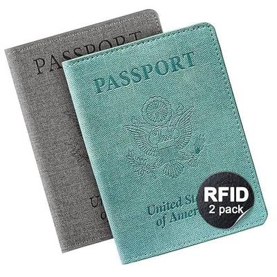 VIDIVICI Unisex 2pk RFID Passport And Vaccine Card Holder Combo,Passport Holder-Black&Light Blue