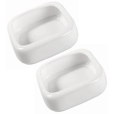 Ceramic Reptile Food Bowls, Reptile Water Food Dish (White, Medium-2Pack)