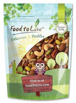 Food to Live Premium Four Nuts Mix, 8 Ounces – A Blend of Dry Roasted Pistachios, Almonds, Pecans, Cashews, and Almonds with Himalayan Salt, Protein Rich Trail Mix, Healthy Vegan Snack, No Oil Added
