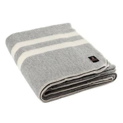 Thick Alpaca Wool Blanket Heavyweight for Camping Outdoors or Using Indoors | Soft Peruvian Alpaca Wool Blankets (Soft Gray - Ivory, King)