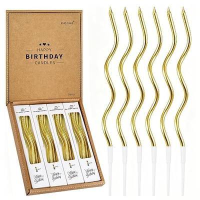 PHD CAKE 24-Count Gold Spiral Long Thin Metallic Birthday Candles, Cake Candles, Birthday Parties, Wedding Decorations, Party Candles