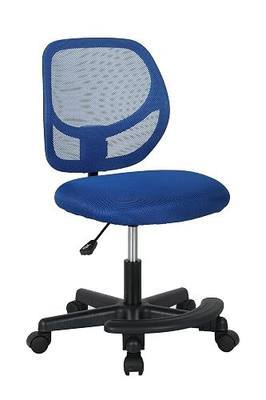 Amazon Basics Kids Adjustable Height Mesh Low-Back Swivel Desk Chair with Footrest, Rolling Study Chair, Armless, Blue