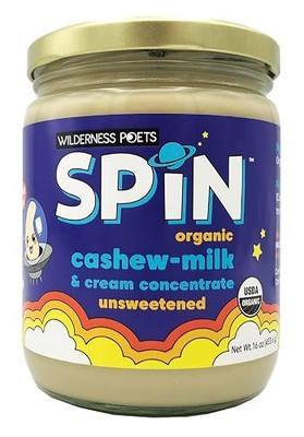 Wilderness Poets SPiN, Organic Cashew Cream and Milk Concentrate (Unsweetened) - (16 Ounce) - 28 Servings - Make Cashew Milk, Cashew Cream, Non-Dairy Creamer for Coffee, Tea, Lattes, Smoothies and Vegan Desserts