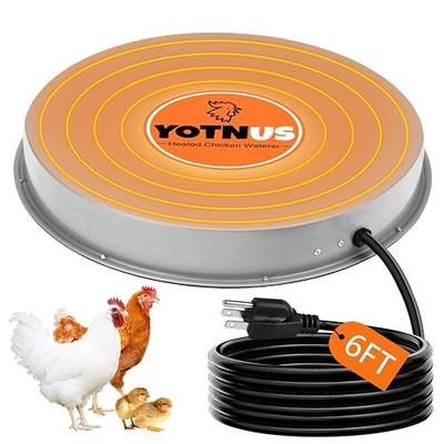Chicken Water Heater for Winter: 14.6 Inch Chicken Water Heater Base, 77℉ Automatic Shut-Off, Safe for Outdoor Use, 125W Heated Chicken Waterer, Poultry Water Deicer with 6 Feet Cord