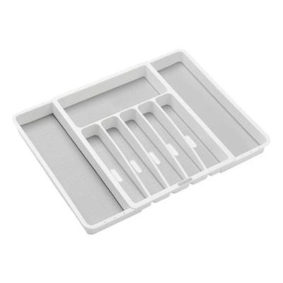 madesmart Silverware White Expandable Tray Classic Collection | 8-Compartments | Icons to Help sort Flatware, Cutlery, Utensils | Soft-Grip Lining | BPA-Free