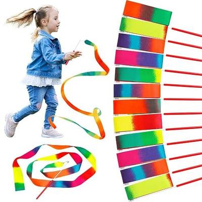 JoyCat 24 Pack Dance Ribbon Streamers,Rainbow Decorations,Goodie Bag Stuffers,Princess Party Favors,Encanto Rainbow Birthday Party Supplies,Classroom Gymnastics Wedding Ribbon