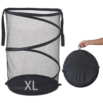 Seiritex Mesh Popup Laundry Hamper 115L Foldable Laundry Basket Extra Large Capacity Collapsible Clothing Storage Basket with Handles 26 H x 18 W x 18 L (Black)