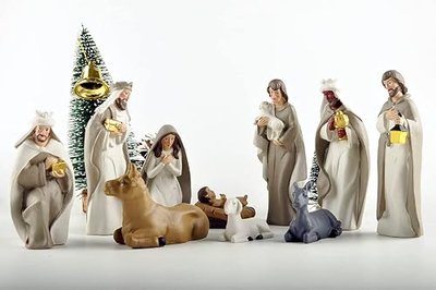 Christmas Nativity Set, Nativity Scene Includes 10 Resin Figurines-Baby Jesus, Mary, and Joseph, Perfect Ideal for Christmas Decor | Hand-Painted Figures For Mantels, Shelves, Fireplaces And Holiday Displays