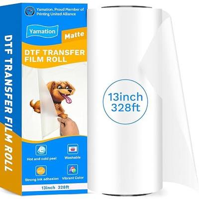 Yamation DTF Transfer Film Roll 13" x 328 FT - Double Sided Matte Direct to Film Transfer Film, 10-Layer Coating for Vibrant Colors & High Ink Load, Hot/Cold Peel for Custom T-Shirt Printing