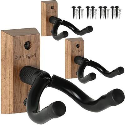 Guitar Wall Mount, 3-Pack Guitar Hanger,Black Walnut Wooden Guitar Hook Holder Stand for Acoustic Electric Bass Guitar Ukulele Mandolin at Home, Studio