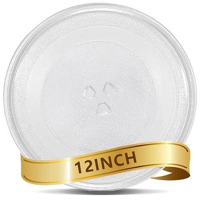12'' Replacement Microwave Glass Plate Fits LG, Whirlpool, GE, Panasonic | Heat safe glass tray with anti-slip bottom, shatterproof & dishwasher cleanable, perfect replacement for household microwaves
