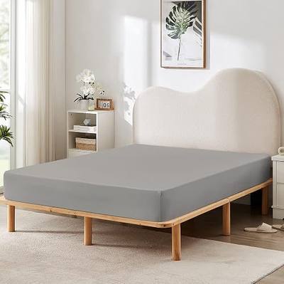 HBHLFZ Full Fitted Sheet, 10" Standard Pocket, Fully Elasticized Fit, Stain Resistant Standard Pocket Fitted Bed Sheet, Full Size, Dark Gray