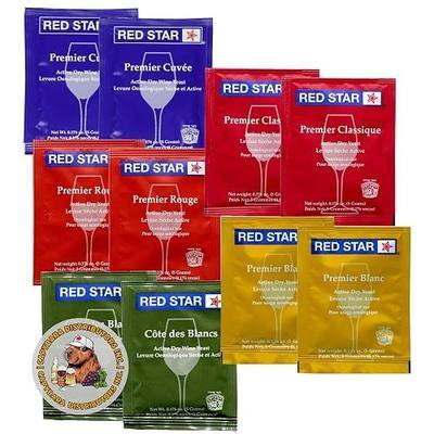 Red Star Sampler Wine Yeast (10PK) Sold by CAPYBARA Distributors Inc. | Great for Making Wine Cider Mead Kombucha at Home, 5 g Sachets, Saccharomyces cerevisiae