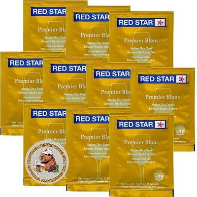 Red Star Premier Blanc Wine Yeast (10PK) Sold by CAPYBARA Distributors Inc. | Great for Making Wine Cider Mead Kombucha at Home, 5 g Sachets, Saccharomyces cerevisiae