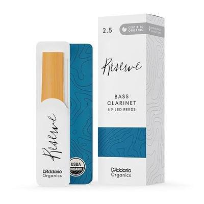 D'Addario Organic Reserve Bass Clarinet Reeds - Reeds for Clarinet - Individually Sealed - 2.5 Strength, 5 Pack