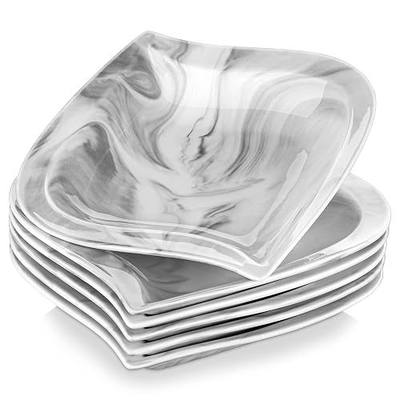 MALACASA Marble Grey Soup Plates, 22 OZ Porcelain Salad Pasta Bowls Dinner Set, Large Serving Bowls Set for Soup, Ramen and Pasta, Set of 6, Series Elvira