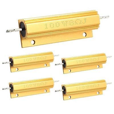 BokWin 5 PCS 100W 8Ohm Wirewound Resistor | 5% Tolerance, Aluminum Shell, Gold Load Equalizing, For Ring Doorbell, Car Light, Audio, Elevator