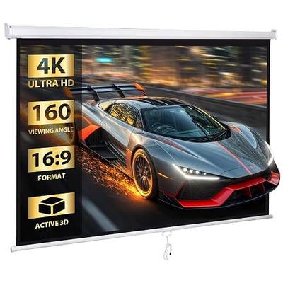 SUPER DEAL 80'' 16:9 HD Projection Screen Foldable Anti-Crease Portable Projector Movie Screen Manual Pull Down for Home Theater Presentation Education Outdoor Indoor Public Display