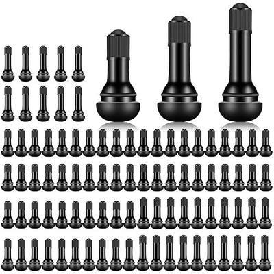 100 Pieces TR412 TR413 TR414 Tire Valve Stems Rubber Black Rubber Snap-in Valves,Tubeless Valve Stems Suit for 0.453 inch Rim Holes on Standard Vehicle Tires