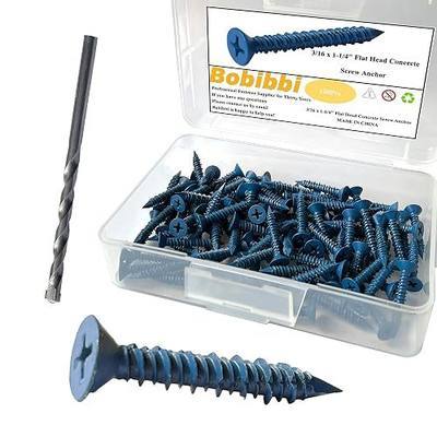 3/16 x 1-1/4" Flat Head Concrete Screw Anchor, for Anchoring to Masonry, Block or Brick (100Pcs)