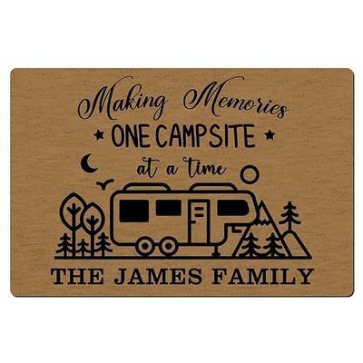 Magimagine Personalized Camper Doormat with Family Name,Camping Signs for Campers Area Rug,Custom Making Memories Camping Rv Door Mat ,Camper Accessories Decor Insid Outside-24*16in Multi5