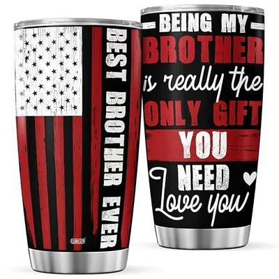 CUBICER Brother Coffee Tumbler 20 Oz Double Walled Stainless Steel Mug With Lid Gifts From Sister For Adults Kids Men Him Uncle Birthday Holiday Travel Insulated Drinking Cups