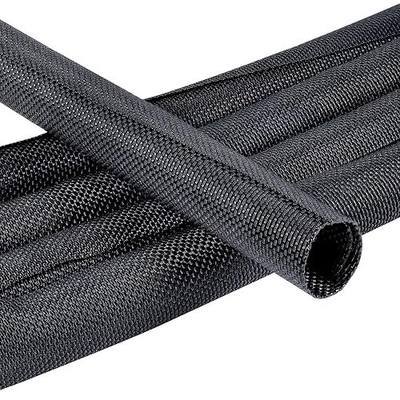 Automotive Wire Sheathing Split Braided Wire Loom 1/2"-16ft | Black Self-Wrapping Mesh Woven Braided Cable Sleeving for Wires/Cable Cord Protector