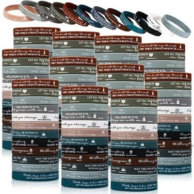 Unittype 240 Pcs Bible Verse Christian Silicone Bracelets Bulk Scripture Rubber Wristbands Religious Church Gifts for Women Men Church Favors Birthday Baptism Gifts(Classic Color)