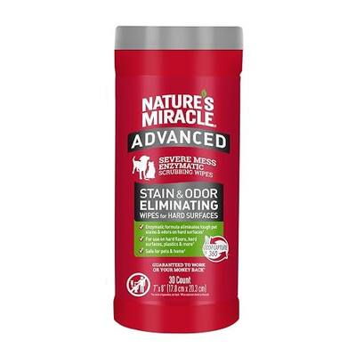 Nature’s Miracle Advanced Stain And Odor Eliminating Wipes for Hard Surfaces, 30 Count, Enzymatic Formula Eliminates Tough Pet Messes