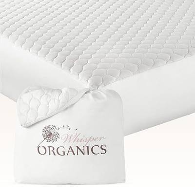 100% Cotton Organic Mattress Pad - Breathable & Cooling Mattress Protector King Size - Premium 300GSM Quilted and Machine Washable - Fairtrade & GOTS Certified Bed Protector (White, King)