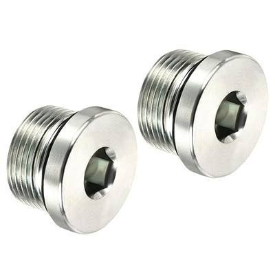 PATIKIL M24*1.5 Internal Hex Head Pipe Fitting Plug, 2 Pack Male Thread 45# Steel Socket Plug with Sealing Ring for Terminate Pipe Ends