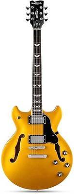 WestCreek 333 Electric Guitar with 6 String, Semi Hollow Body Jazz Electric Guitar, Alnico Humbucker Pickups, Roosewood Fingerboard, Rounded End Jumbo Frets, Full (Gold)