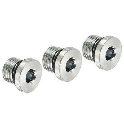 PATIKIL 7/16-20UNF Internal Hex Head Pipe Fitting Plug, 3 Pack Male Thread 45# Steel Socket Plug with Sealing Ring for Terminate Pipe Ends