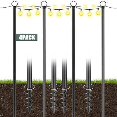 String Light Poles for Outside 4 Pack, 10.5 Feet Outdoor String Lights Poles for String Lights, Backyard Patio Light Poles for Bistro Party Wedding, Metal Outdoor String Light Pole