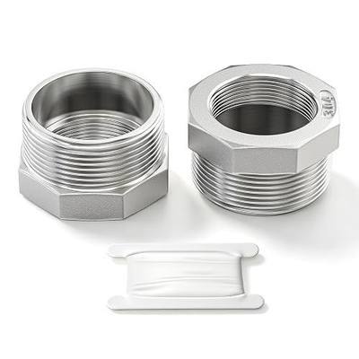 TAISHER 2PCS 304 Stainless Steel Reducer Hex Bushing, 1-1/4" NPT Male x 1" NPT Female, Reducing Pipe Adapter Fitting