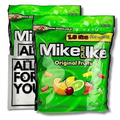 Mike and Ike Original Candy - Total 3.6 lbs - 1.8 lbs (2 pack) - Chewy Bulk Movie Theater Gummy Candy with 2 ALL.FOR.YOU. Branded Resealable Bags
