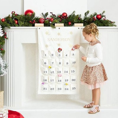Weddingstar Customizable Reusable Fabric Christmas Advent Calendar - Falling Snowflakes