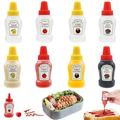 Niurewan 8 Pcs Mini Ketchup Bottles,25ml Condiment Squeeze Bottle,Plastic Portable Containers Bottle for Adults,Office,Lunchbox,Picnic,Oil,Soy Sauce,Honey,Salad Dressing