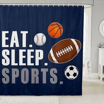 Feelyou Football Shower Curtain Kids Basketball Basketball Ball Games Bathroom Shower Curtain Set for Boys Girls Sports Theme Bath Curtain Breathable Bathroom Accessories Decor 72"x72"