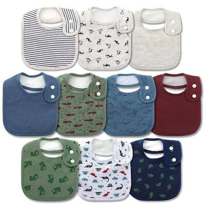 Hakochia Waterproof Baby Bibs Organic Cotton Super Soft and Absorbent With Adjustable Snap for Baby Boys and Girls