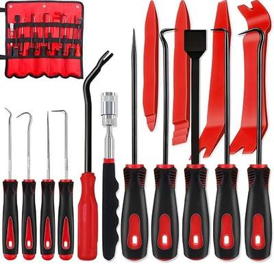 KEZE 15Pcs Carbon Steel Precision Pick & Hook and Trim Removal Tool Set with Scraper and Magnetic Telescoping Tool Kit for Remove Automotive Electronics Maintenance Hoses Gasket Hand Pick Up Tools | With Scraper, Magnetic Telescoping Tool Kit, For Automotive Electronics Maintenance, Hoses Gasket Han