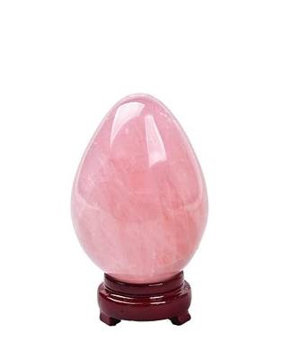AMOYSTONE Large Natural Rose Quartz Crystal Egg for Healing and Reiki Practice, Home Decor Stone with Base, 3-3.5 Inch, One-of-a-Kind Formation for Living Room or Meditation Area